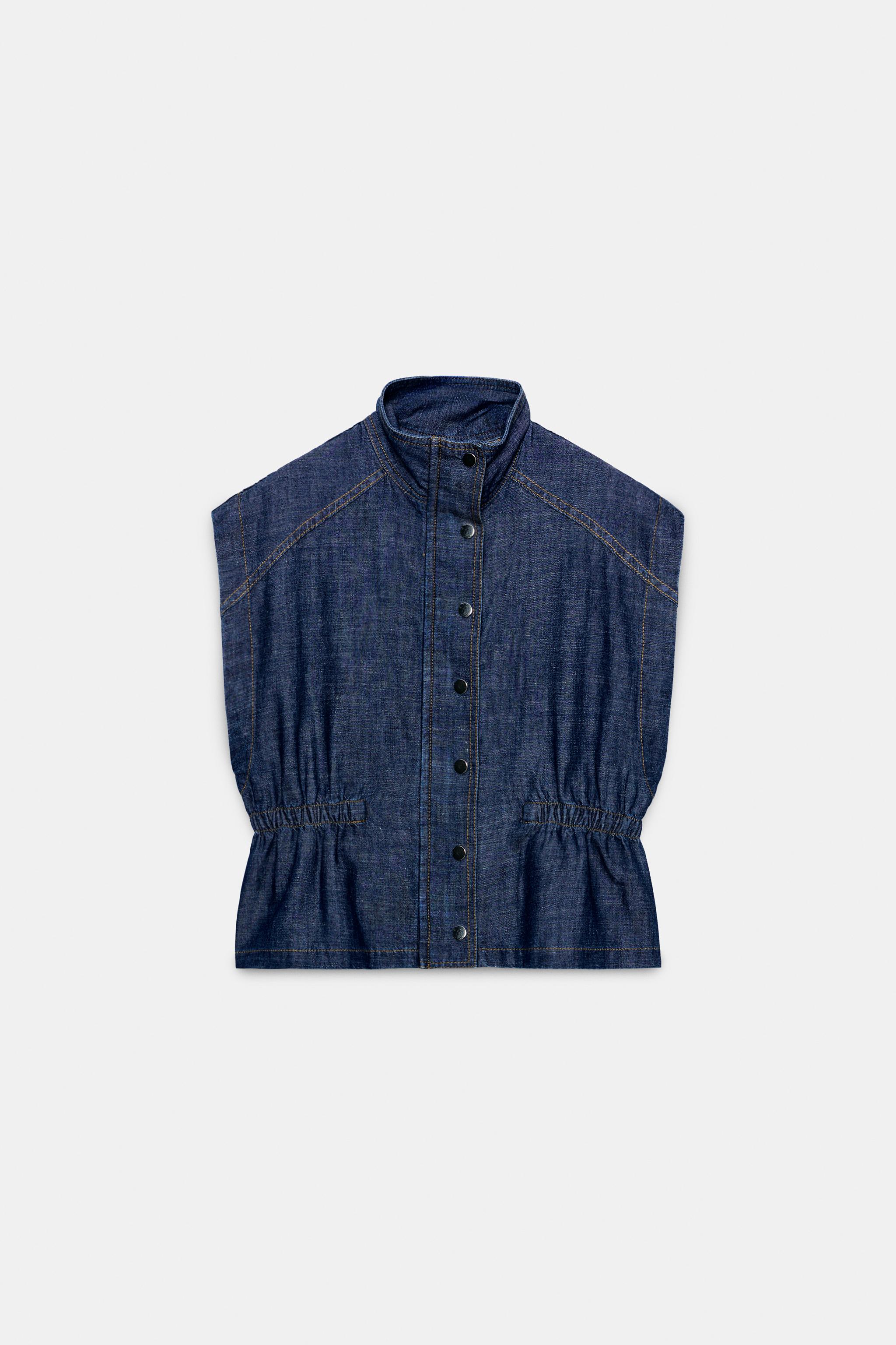 LINEN VEST WITH ELASTIC WAIST